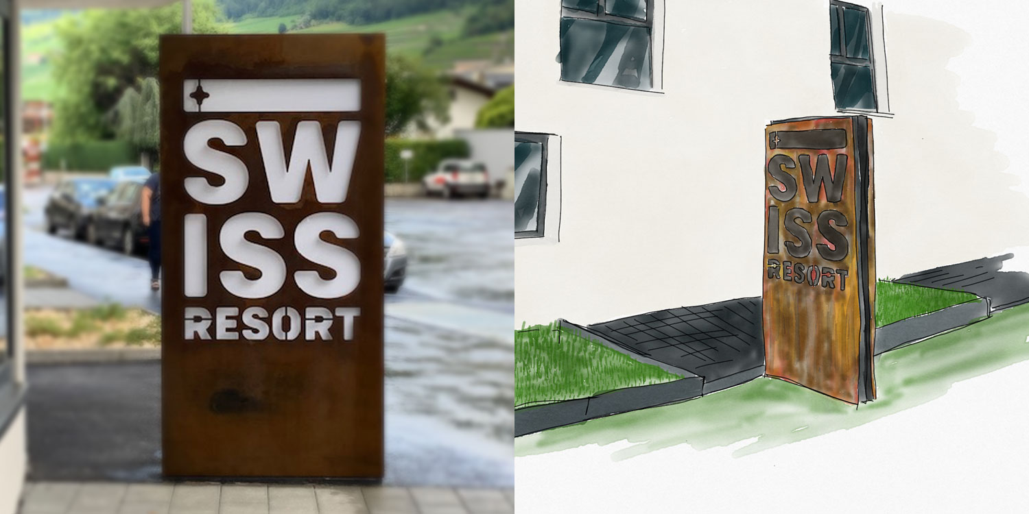 Signalétique extérieure pour l'hotel appart Swiss resort